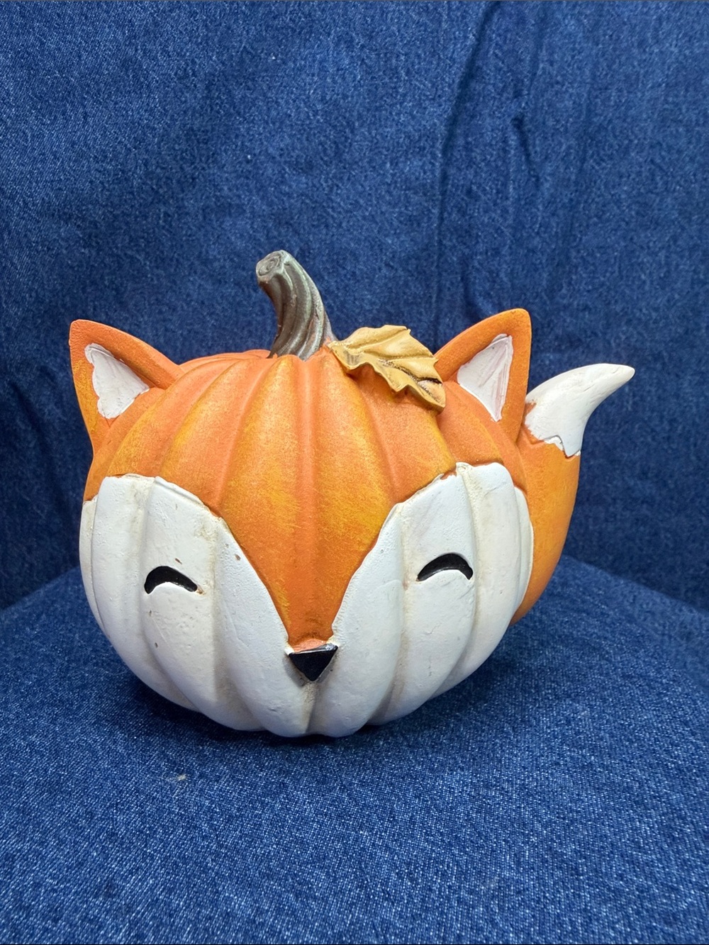Stanley Orange and White Fox Pumpkin Sculpture